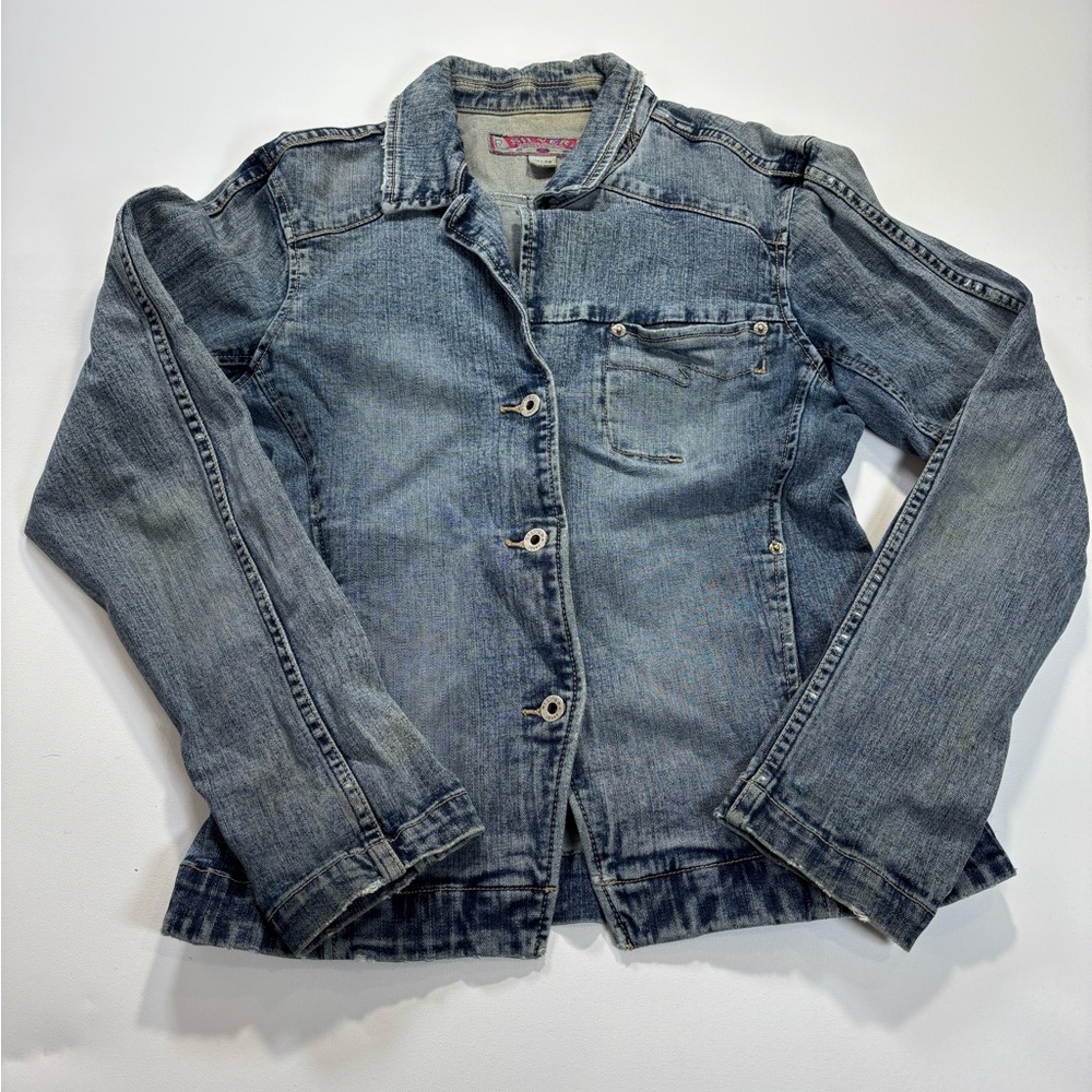 Vintage Silver Jeans Distressed Light Blue Denim Jacket